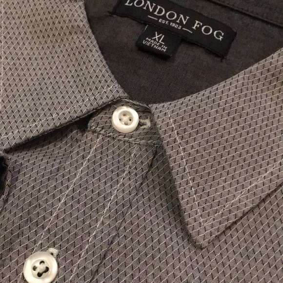 NWT London fog men’s gray Button down shirt - Picture 2 of 7
